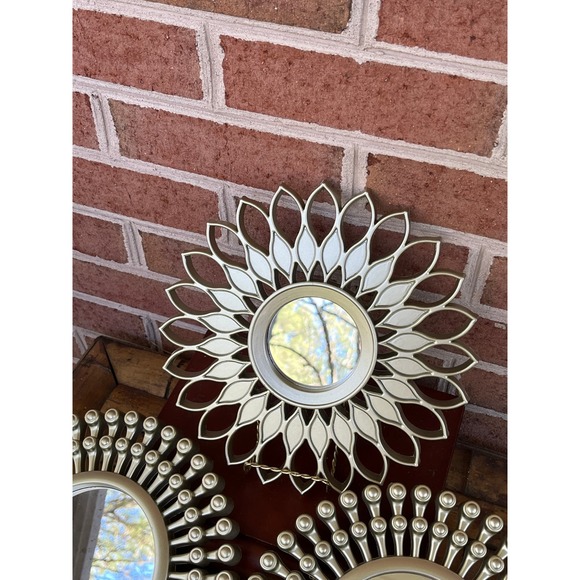 Set of 3 Accent Mirrors Champagne Gold  9 3/4" Boho Chic - Picture 4 of 6